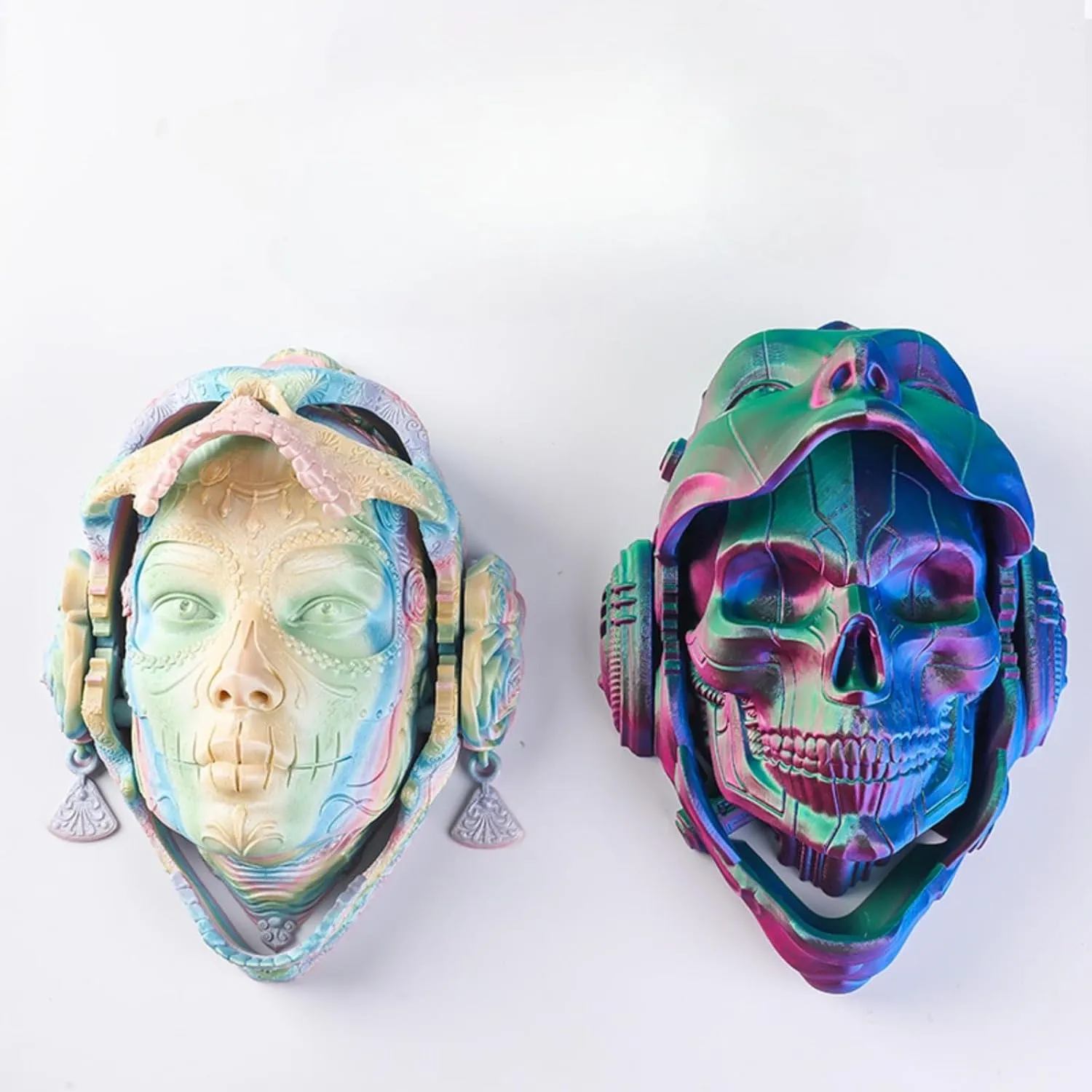 3D Printed Skeleton Mask - Articulated Flexible Fidget Toy, Realistic Car Pendants and Ornaments,Skull Halloween Ornaments (F)