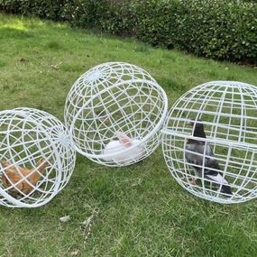 3Pack Ball-Shaped Movable Chicken Coop, Outdoor Rollable Round Chicken Cage, Pigeon Rabbits Duck Safe Walking Net, Chicken Safety Ball Cage for Pet Safety Outdoor Farm Use