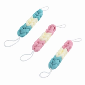 3pcs Bath Strips Body Scrubber Towel Creative Exfoliator for Shower Easy to Hold Lanyard Pe Material for Back Cleansing Random Color