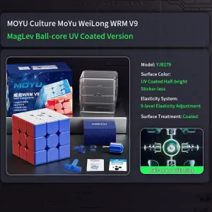 3x3 Speed Cube, MoYu WeiLong WRM V9 3x3 Magic Cube Ball Core Version Professional Flagship Stickerless Flexible Puzzle Cube for Kids Adults Boys Girls Gifts