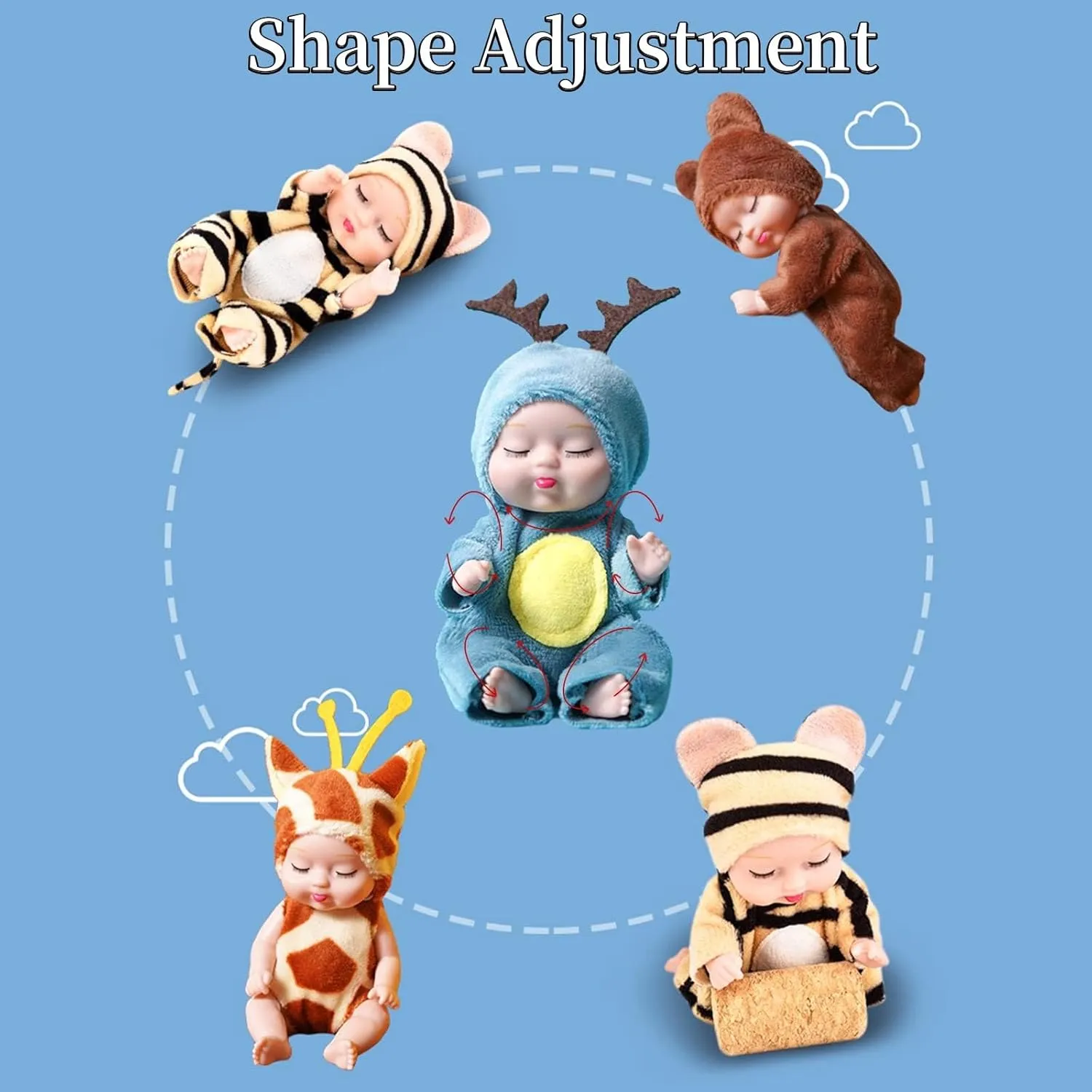 4 Inch Mini Baby Dolls 6pcs Set Realistic Baby Dolls Toys with Cute Handmade Doll Clothes for Suitability Kids 3 and up (Cute)