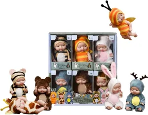 4 Inch Mini Baby Dolls 6pcs Set Realistic Baby Dolls Toys with Cute Handmade Doll Clothes for Suitability Kids 3 and up (Cute)