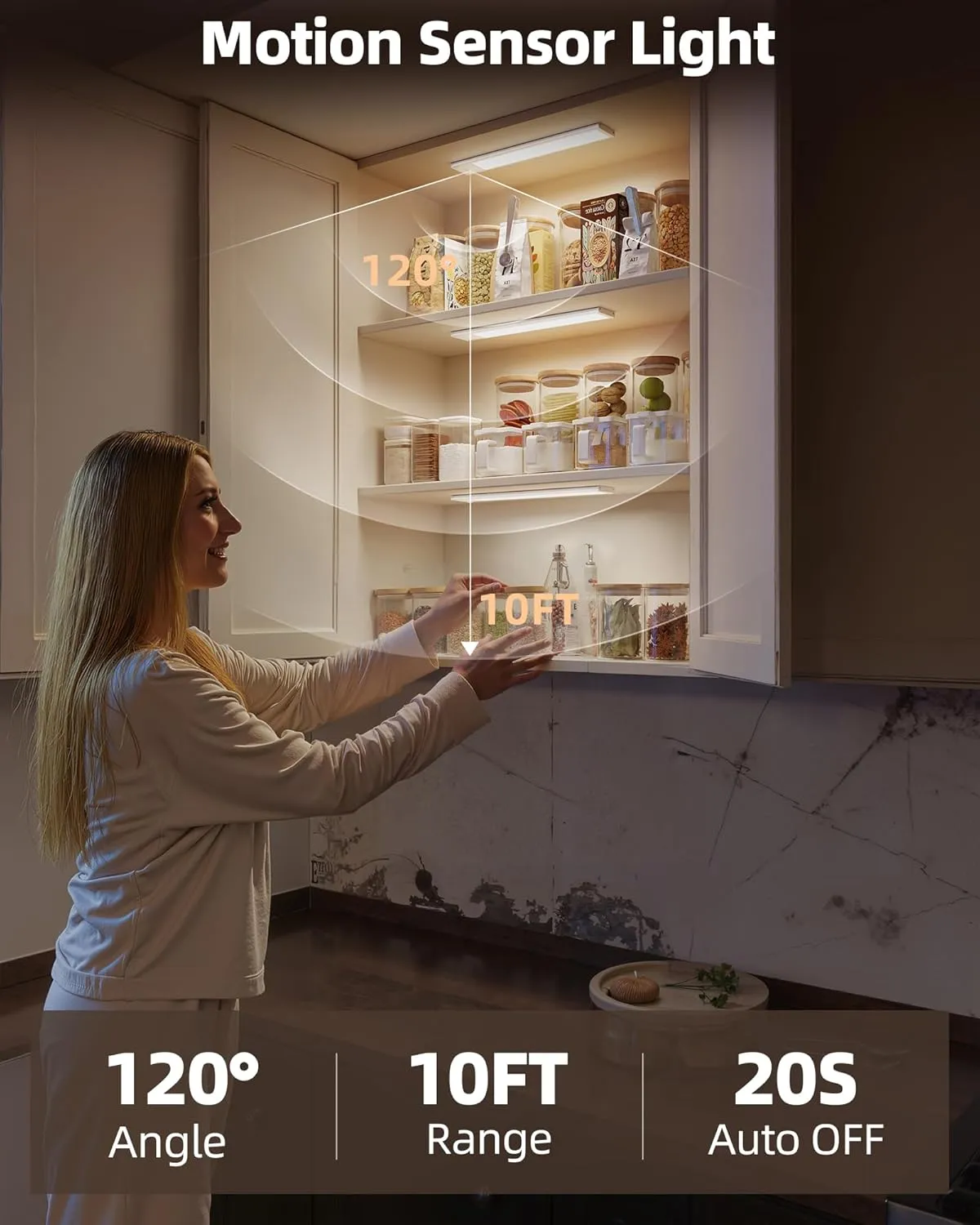 4-Pack Under Cabinet Lighting,LED Rechargeable Motion Sensor Light Indoor Battery Operated,3 Color Temps&Dimmable Closet Lights with Remote,Wireless Under Counter Lights for Kitchen Stairs