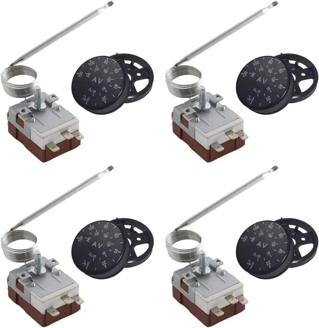 4-Pack Universal Adjustable Electric Radiator Cooling Fan Water Coolant Thermostat Sensor Switch Temperature in-Hose Fin Probe Controller Kit