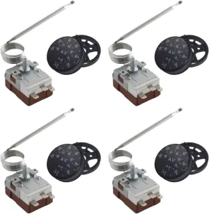 4-Pack Universal Adjustable Electric Radiator Cooling Fan Water Coolant Thermostat Sensor Switch Temperature in-Hose Fin Probe Controller Kit