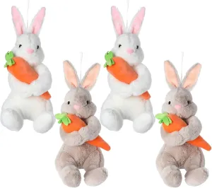 4 Pcs Easter Bunny Stuffed Animal Rabbit Plush Toys, 7.87 Inch Easter Bunny Plush for Easter Gifts Easter Eggs Filler or Easter Baskets Filler Wedding Party Favors