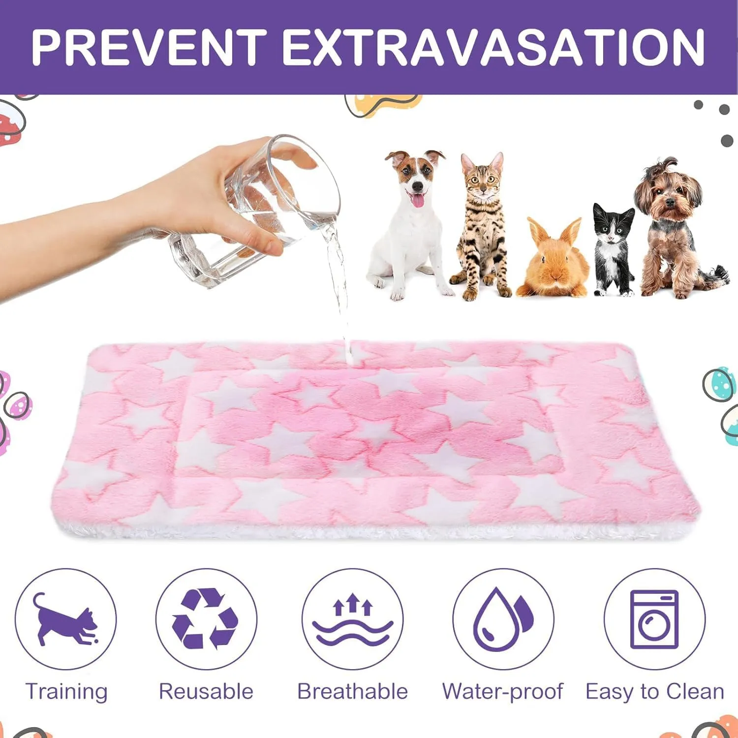 4 Pcs Waterproof Guinea Pig Bedding Winter Guinea Pig Plush Cage Liners Soft Dog Cat Bed Mat Reversible Cozy Animal Pee Pad Hamster Bed Mat Washable for Bunny (A Style, 9.6 * 7.5)