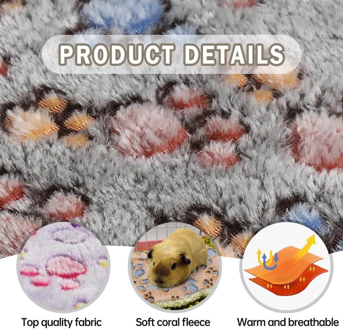4 Pcs Waterproof Guinea Pig Bedding Winter Guinea Pig Plush Cage Liners Soft Dog Cat Bed Mat Reversible Cozy Animal Pee Pad Hamster Bed Mat Washable for Bunny (A Style, 9.6 * 7.5)