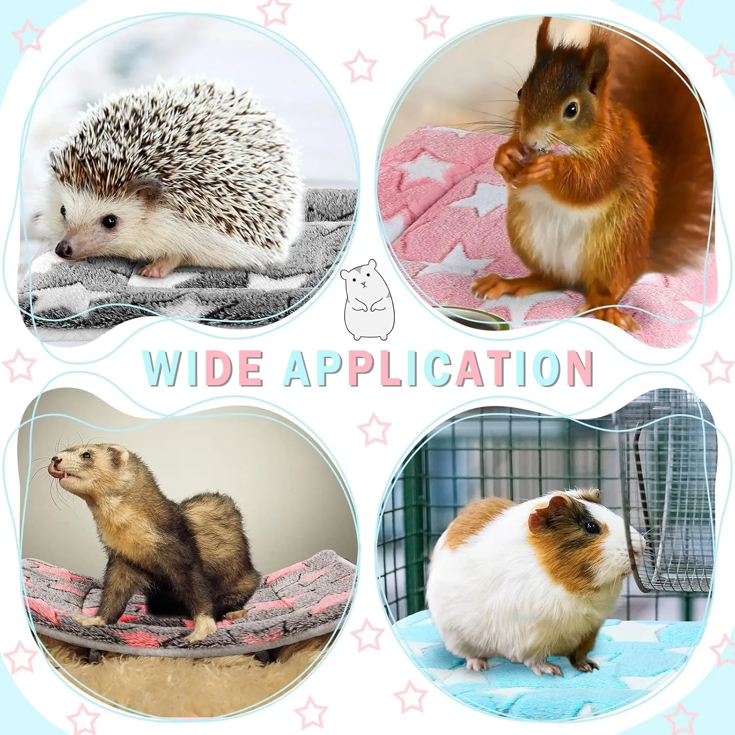 4 Pcs Waterproof Guinea Pig Bedding Winter Guinea Pig Plush Cage Liners Soft Dog Cat Bed Mat Reversible Cozy Animal Pee Pad Hamster Bed Mat Washable for Bunny (A Style, 9.6 * 7.5)