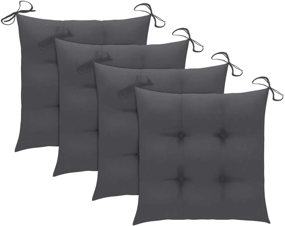 4-Piece Gray Acacia Wood Patio Chairs Set with Cushions, Outdoor Furniture Lounge Chairs for Backyard Poolside Deck Garden Dining