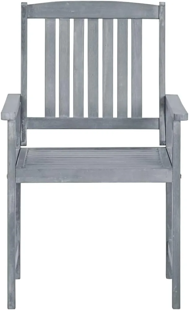 4-Piece Gray Acacia Wood Patio Chairs Set with Cushions, Outdoor Furniture Lounge Chairs for Backyard Poolside Deck Garden Dining