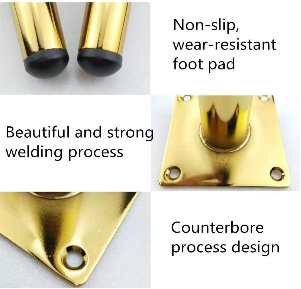 4 Pieces Furniture Legs Metal Bed Feet Support Anti-Slip Furniture Legs Oblique Cone Tube Table Legs Sofa Chairs TV Cabinet Cupboards Desks Armchairs Kitchen Feet Table Legs(35cm)