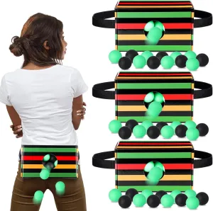 4 Set of Juneteenth Shaking Swing Balls Party Game, 4 Strap Shake Boxes, 80 Balls, Indoor Outdoor Family Games for African American Festivals, Kwanzaa, Holiday Celebrations (Liberty Wave)