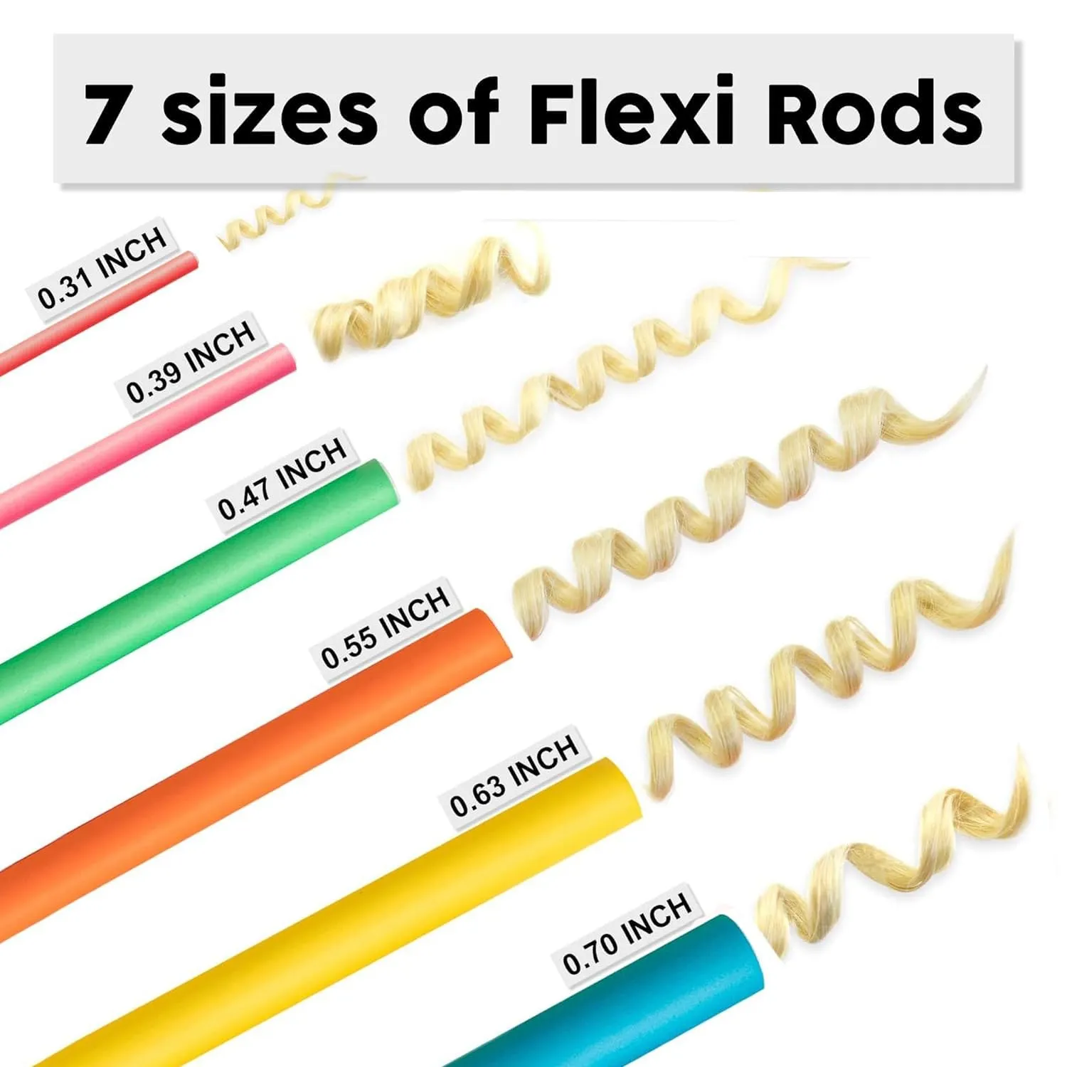 42 pcs 7" Flexi Rods,Hair Curlers Rollers Flexible Curling Rods,Heatless Bendy Foam Hair Curls for Long,Medium,Short Hair to Sleep in,with Hair Dryer Bonnet for Quick Shaping(Black)