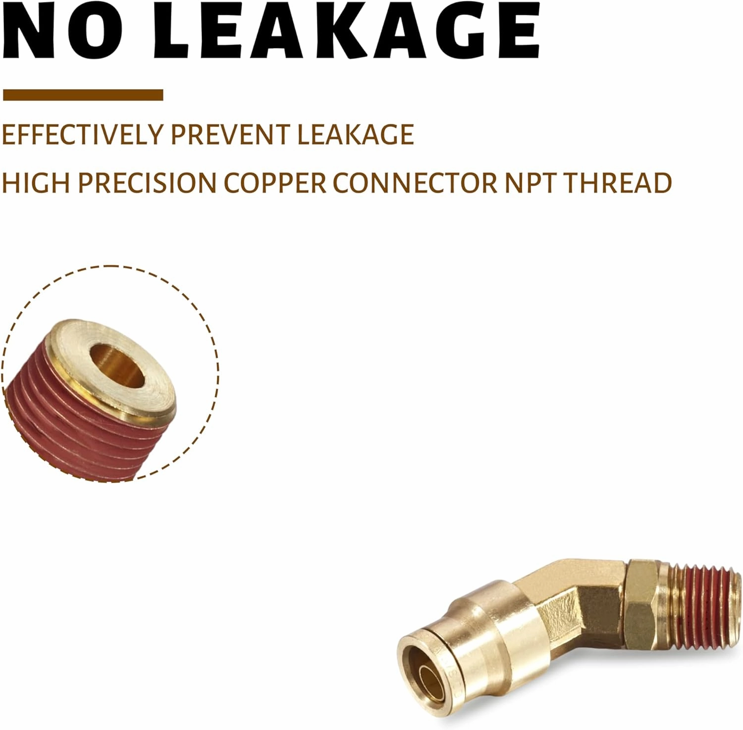 45° Swivel Elbow Push-to-Connect Fittings, 5PCS Brass C36000 Male Elbow Connectors for Nylon Tubing in Pneumatic Systems (3/8"OD x 1/2" NPT)