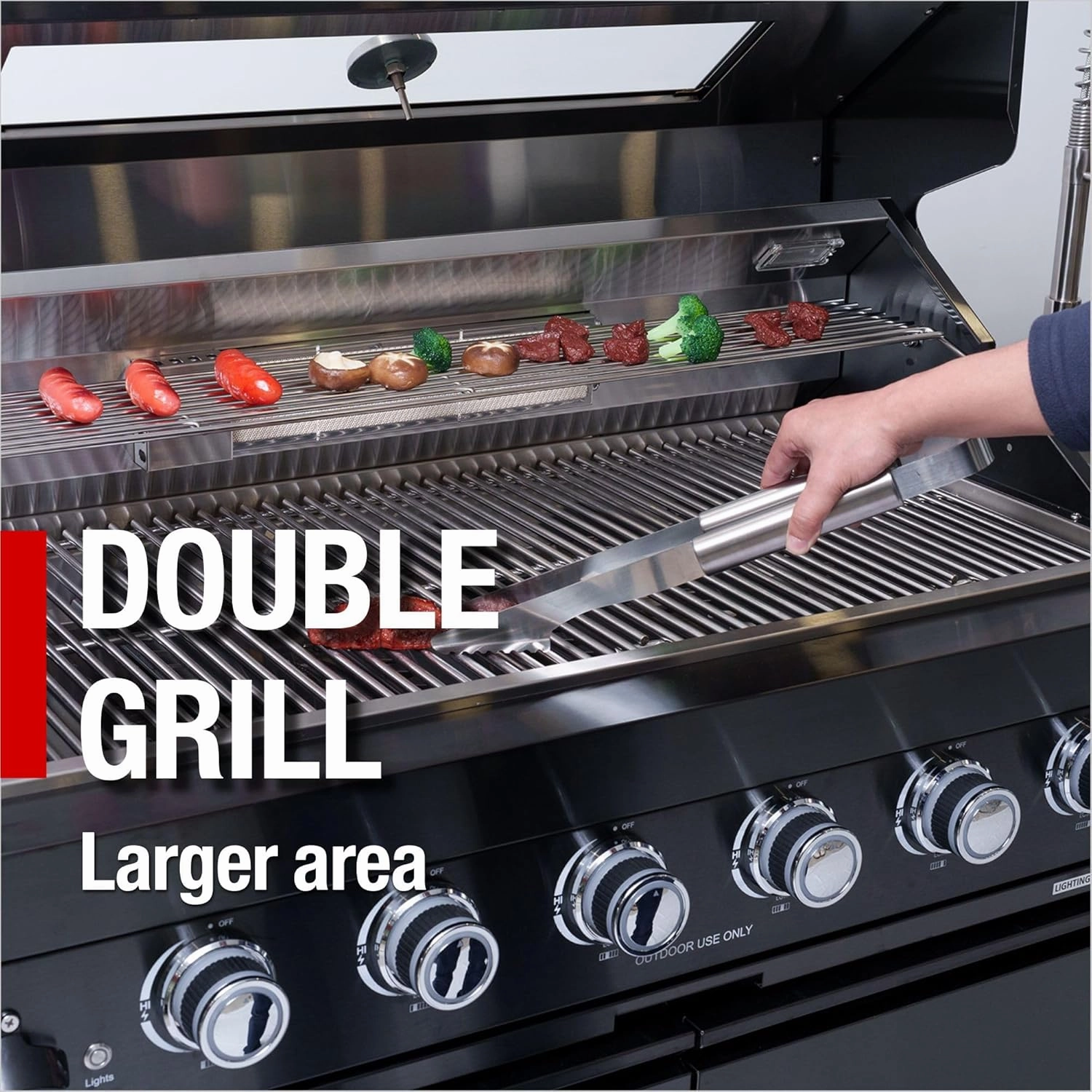 46" 4-Burner 72000 BTU Deluxe Gas Grill with Round Side Burner & Rotisserie Kit - Stainless Steel Outdoor Kitchen Island, Granite Countertops, Black