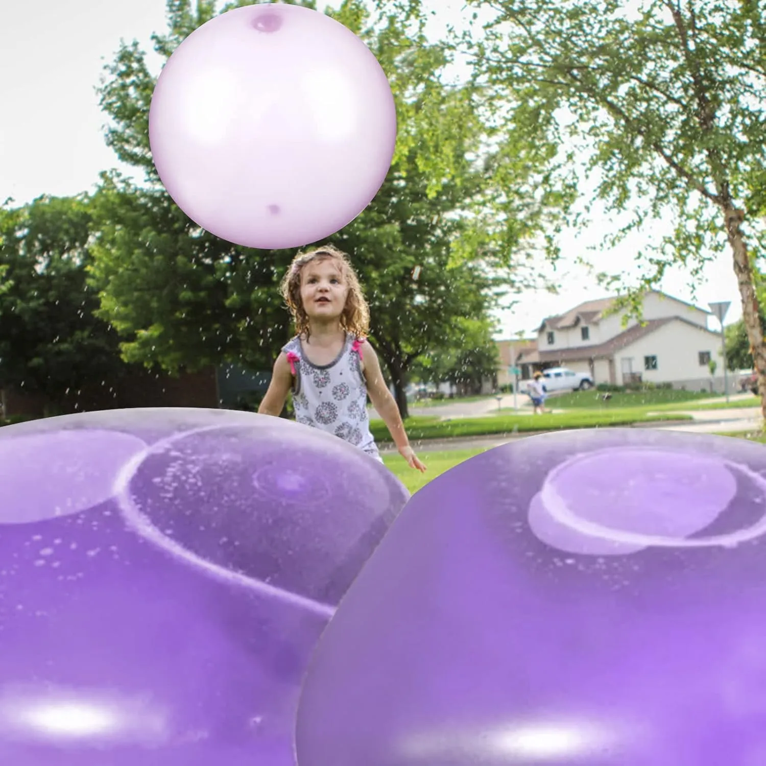 47'' Giant Water Bubble Ball water Filled Bubble Ball Transparent Bubble Balloon Inflatable Funny Toy Ball Inflatable Balls for Outdoor Indoor Play (purple)