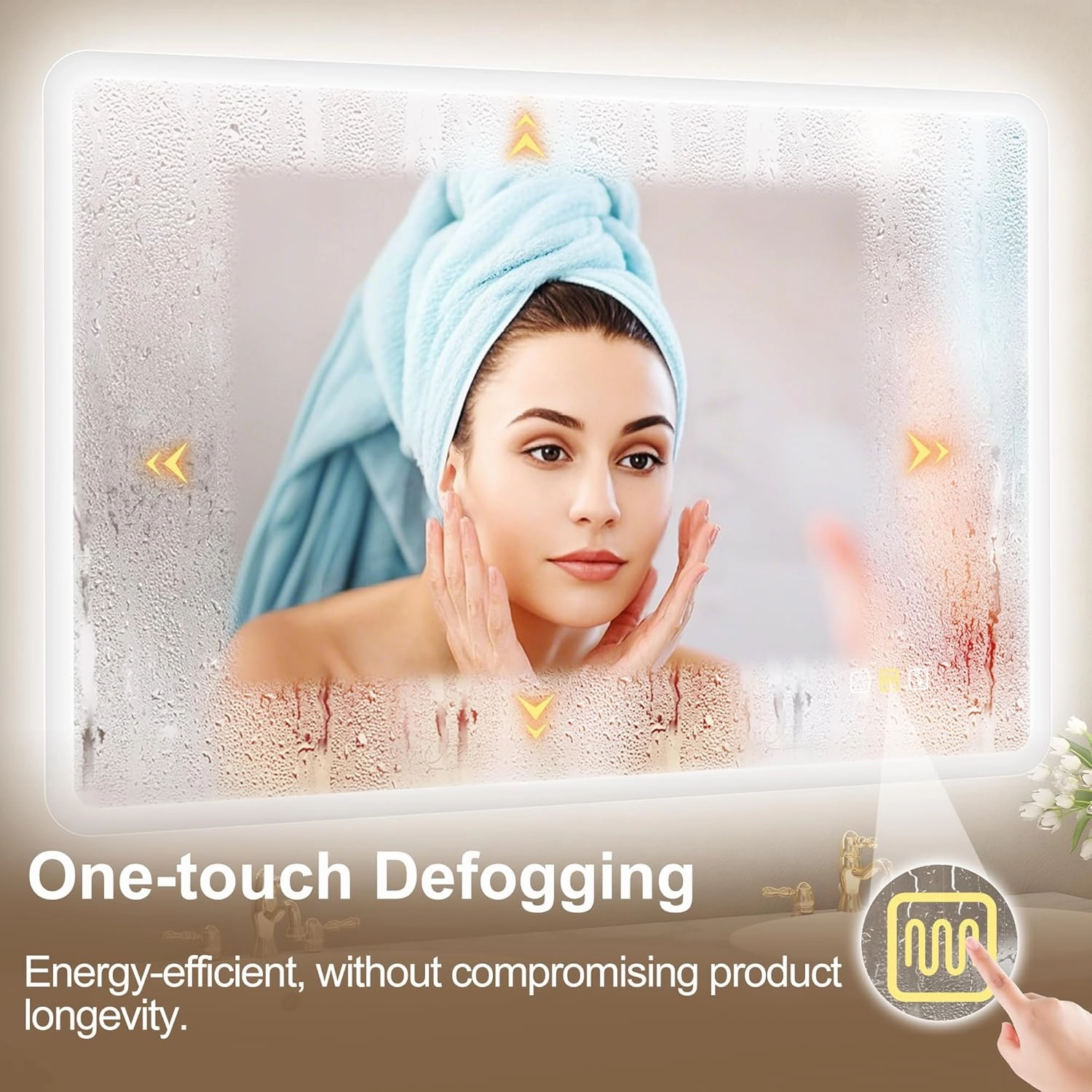 48"x32" LED-Bathroom-Mirror-with-Lights, Wall-Mounted with Bluetooth Speaker, Anti-Fog, 3 Color Temperature, Dimmable Brightness, Waterproof, Tempered Glass, Frontlit & Backlit