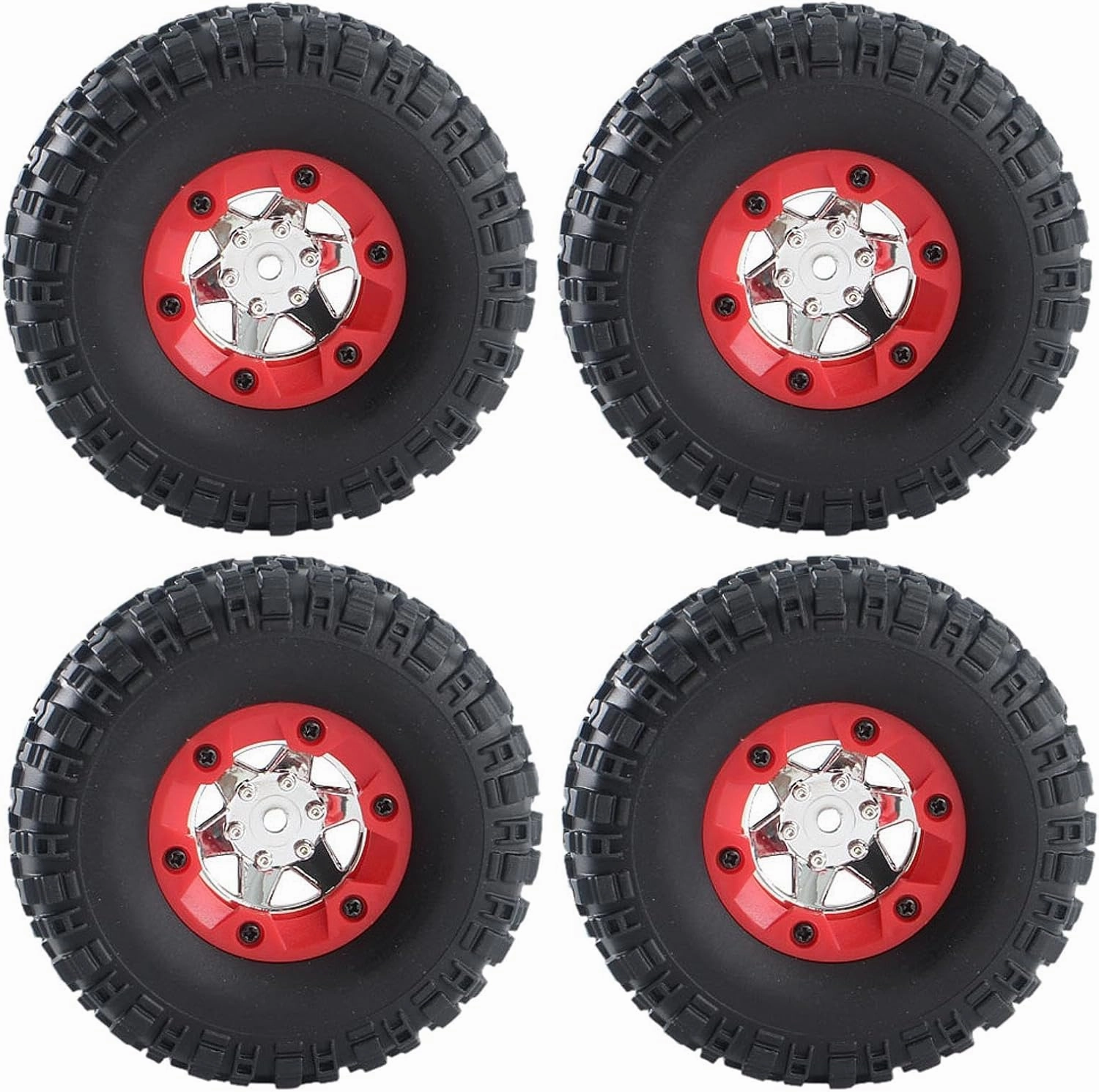 4 Pieces RC Wheels and Tires Set for 12428 RC 1/12 Scale Crawler