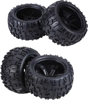 4pcs / set Rubber Tires & Plastic Hubs Wheel Rims Set for 1/8 Scale RC Truck and Car - Accessory Upgrade