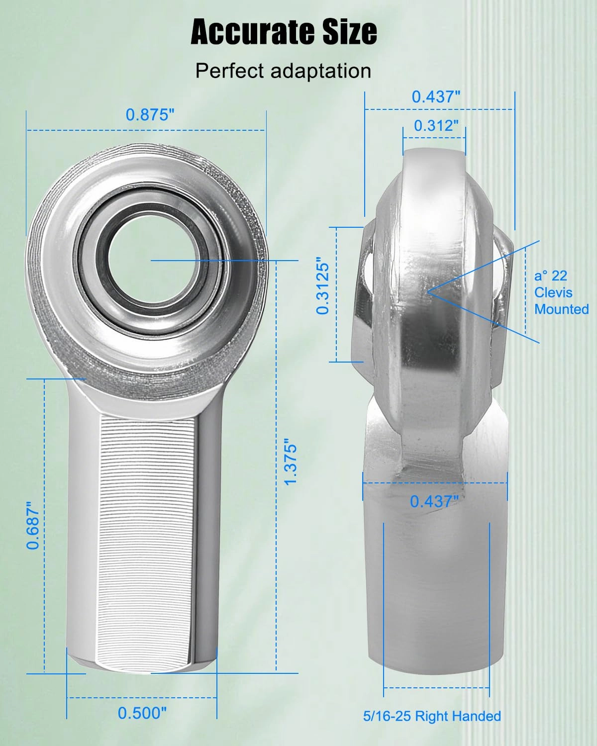4PCS RH 5/16 x 5/16-24 Heim Joint Rod End Kit with Jam Nuts, Right Hand 5/16"- 24 Thread x 5/16" Bore Female Rod End Bearing Fit for Hydraulic Cylinders Machinery and Automotive Applications