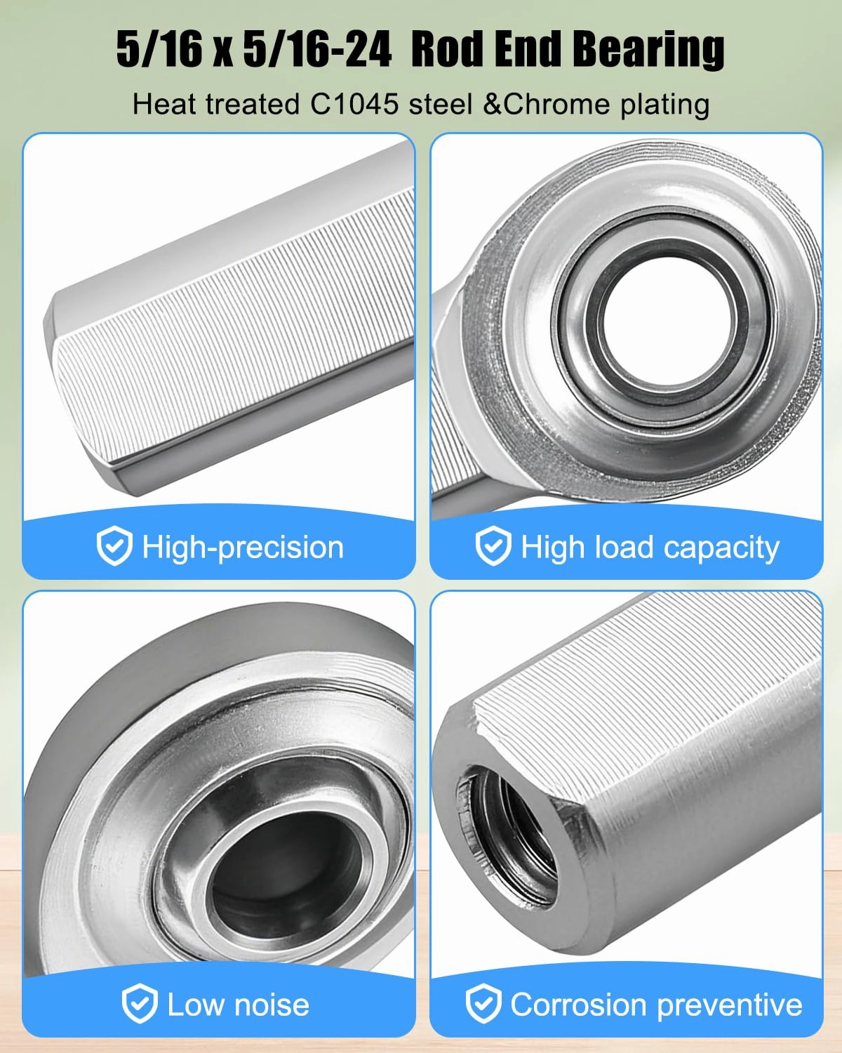 4PCS RH 5/16 x 5/16-24 Heim Joint Rod End Kit with Jam Nuts, Right Hand 5/16"- 24 Thread x 5/16" Bore Female Rod End Bearing Fit for Hydraulic Cylinders Machinery and Automotive Applications