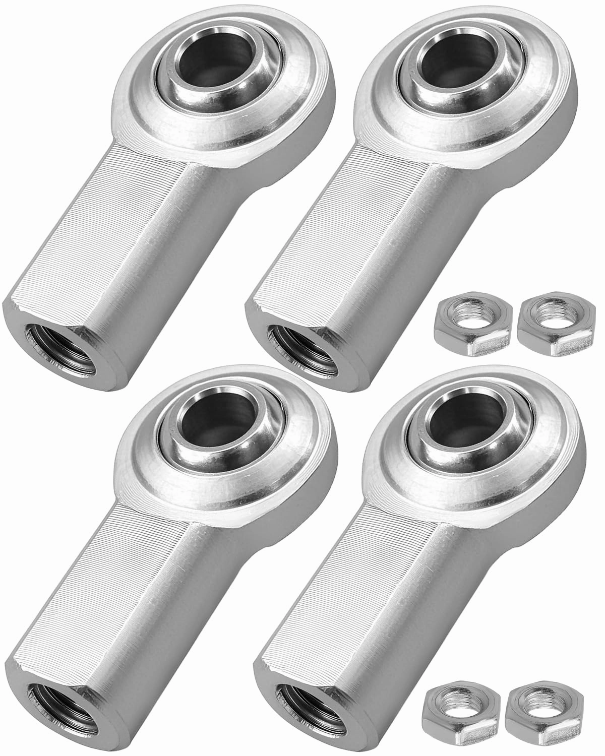 4PCS RH 5/16 x 5/16-24 Heim Joint Rod End Kit with Jam Nuts, Right Hand 5/16"- 24 Thread x 5/16" Bore Female Rod End Bearing Fit for Hydraulic Cylinders Machinery and Automotive Applications