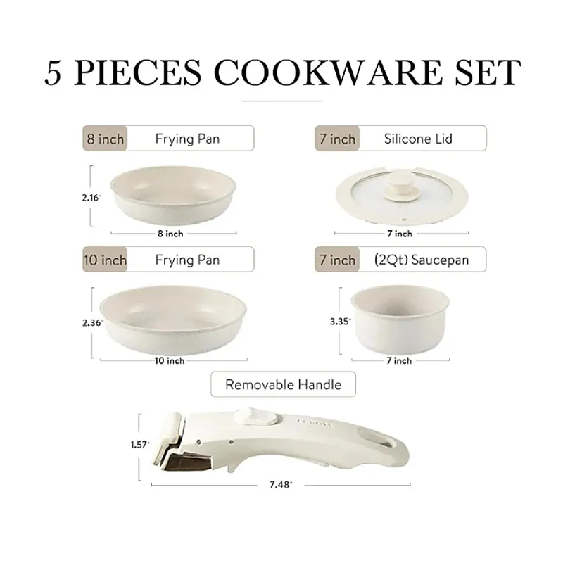5-Piece Non-Stick Cookware Set – Home Kitchen Cooking Pot Set