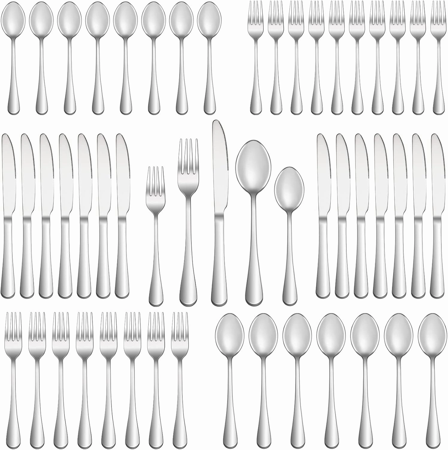 50 Piece Silverware Set Service for 10,Premium Stainless Steel Flatware Set,Mirror Polished Cutlery Utensil Set,Durable Home Kitchen Eating Tableware Set,Include Fork Knife Spoon Set,Dishwasher Safe