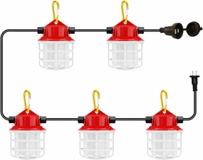 50FT Construction Lights 75w 7500lm Super Bright Industrial Grade Best Construction String Lights for temporary Construction lighting Outdoor Lighting,Temporary Work Lighting,String Work Lighting