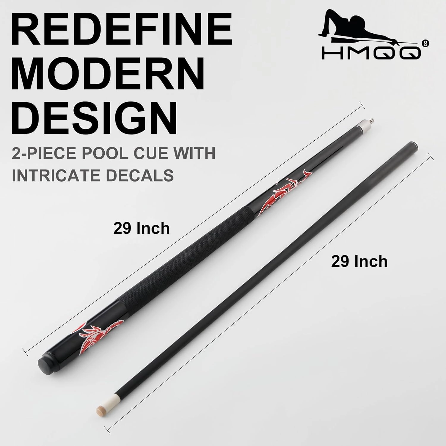 58" 2-Piece Fiberglass Graphite Composite Billiard Pool Cue Sticks (Several Colors Available, Weight from 19oz 21oz)