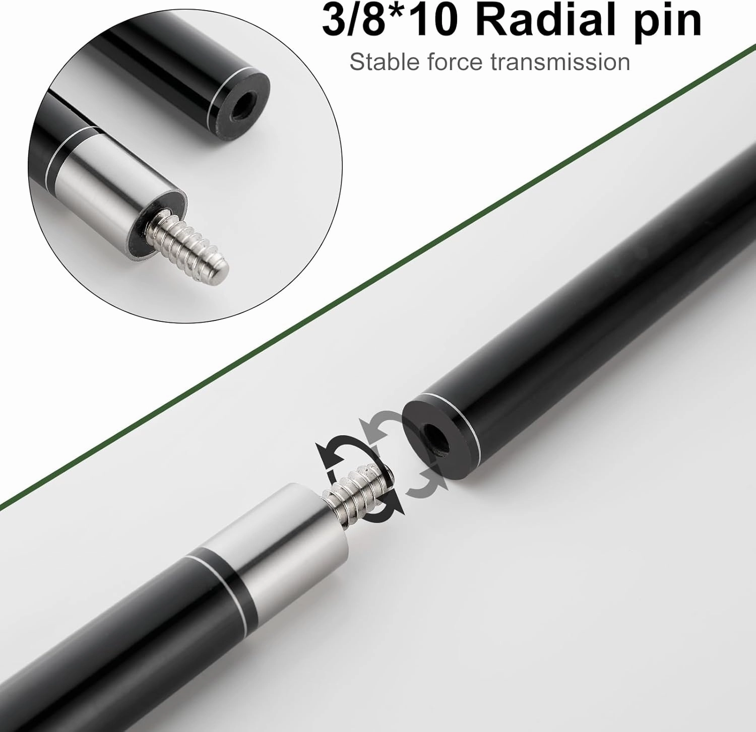 58" 2-Piece Fiberglass Graphite Composite Billiard Pool Cue Sticks (Several Colors Available, Weight from 19oz 21oz)