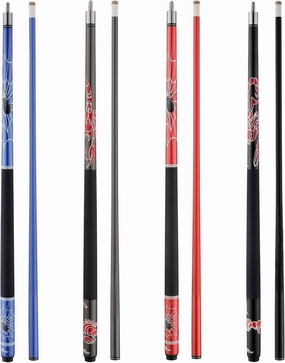 58" 2-Piece Fiberglass Graphite Composite Billiard Pool Cue Sticks (Several Colors Available, Weight from 19oz 21oz)