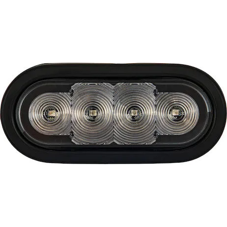 6 Inch Oval Recessed LED Strobe with Quad Flash - Half Amber - Half Green Leds