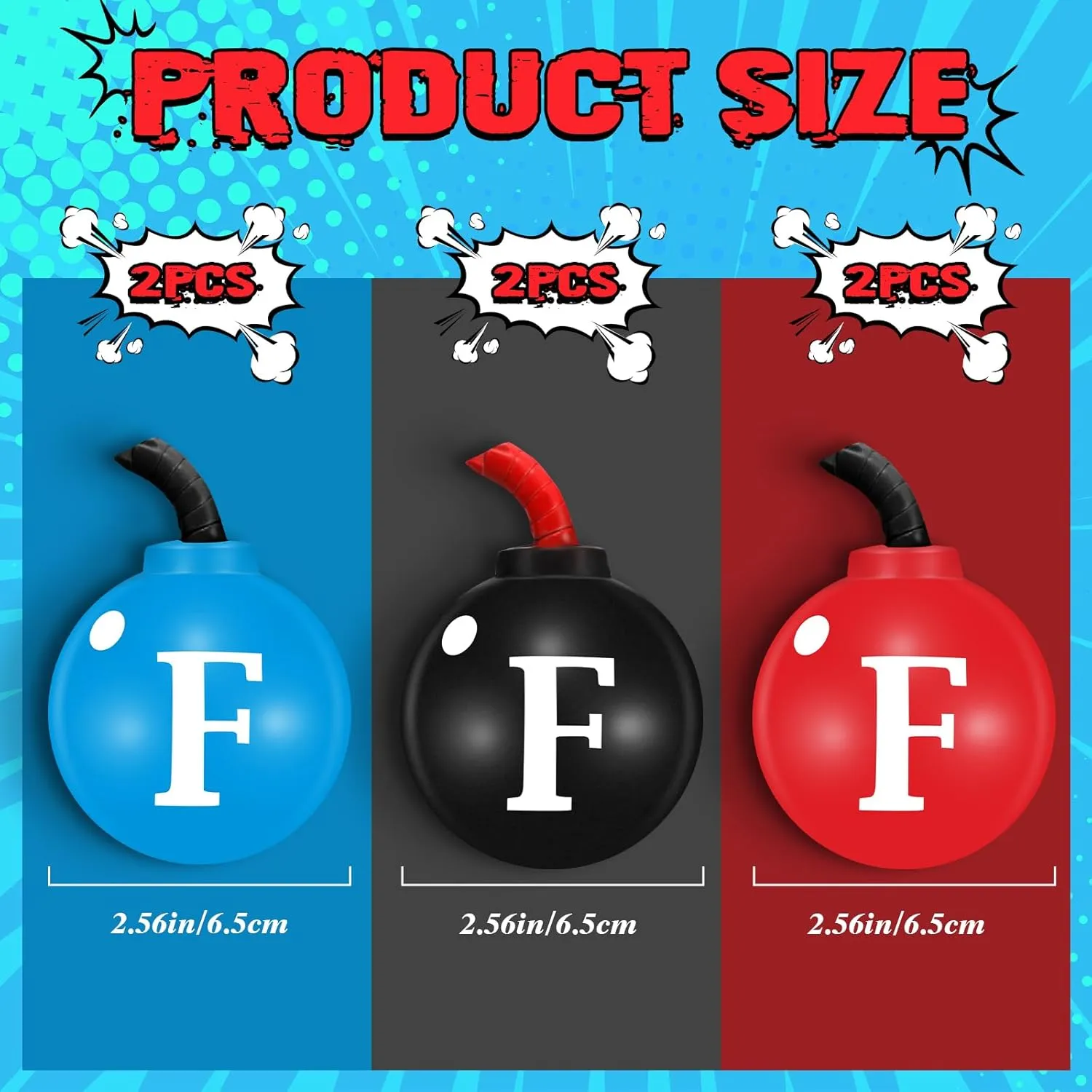 6 Pcs Bomb Stress Ball 2.5" Funny Stress Balls for Adults Funny Gag Gift Bulk for Adults Coworkers Party Favors