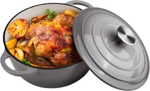 6 Quart Dutch Oven Enameled Cast Iron with Lid - Big Dual Handles - Oven Safe up to 500°F - Classic Round Pot for Versatile Cooking Light Gray