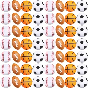 60 Pieces Sports Party Favors Balls Foam Stress Tiny Sports Balls Including Basketball, Soccer Ball, Baseball, Football for Stress Relief Ball Games Stocking Stuffers