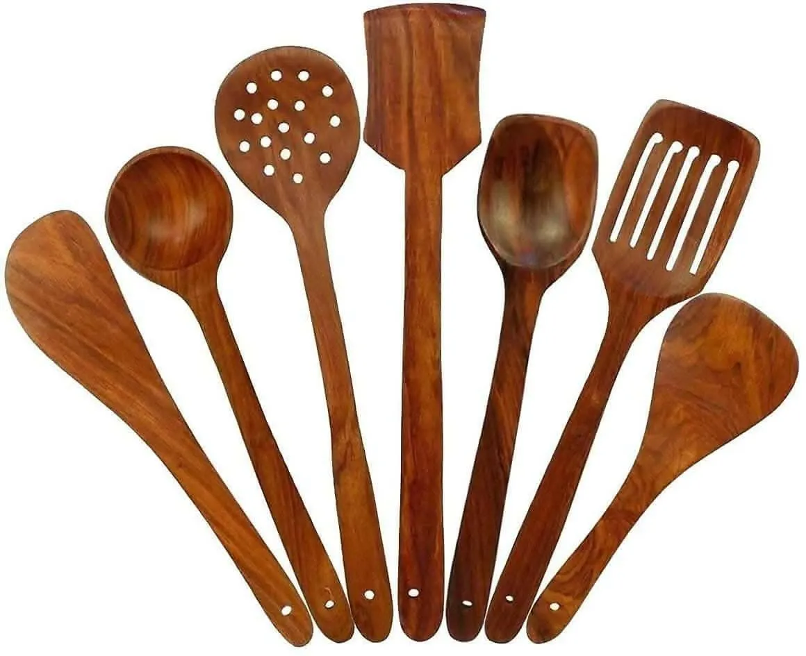 7 pcs Multispace Handicrafts Wooden Serving and Cooking Spoons