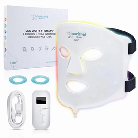 7 Colors LED Face Mask with Near-Infrared - Blue, Red Light Therapy for Face - 114 LEDs - Skincare Tool for Wrinkles, Anti-Aging