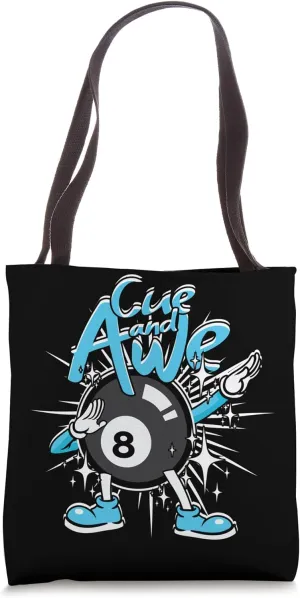 8-Ball Billiards Cue And Awe Tote Bag