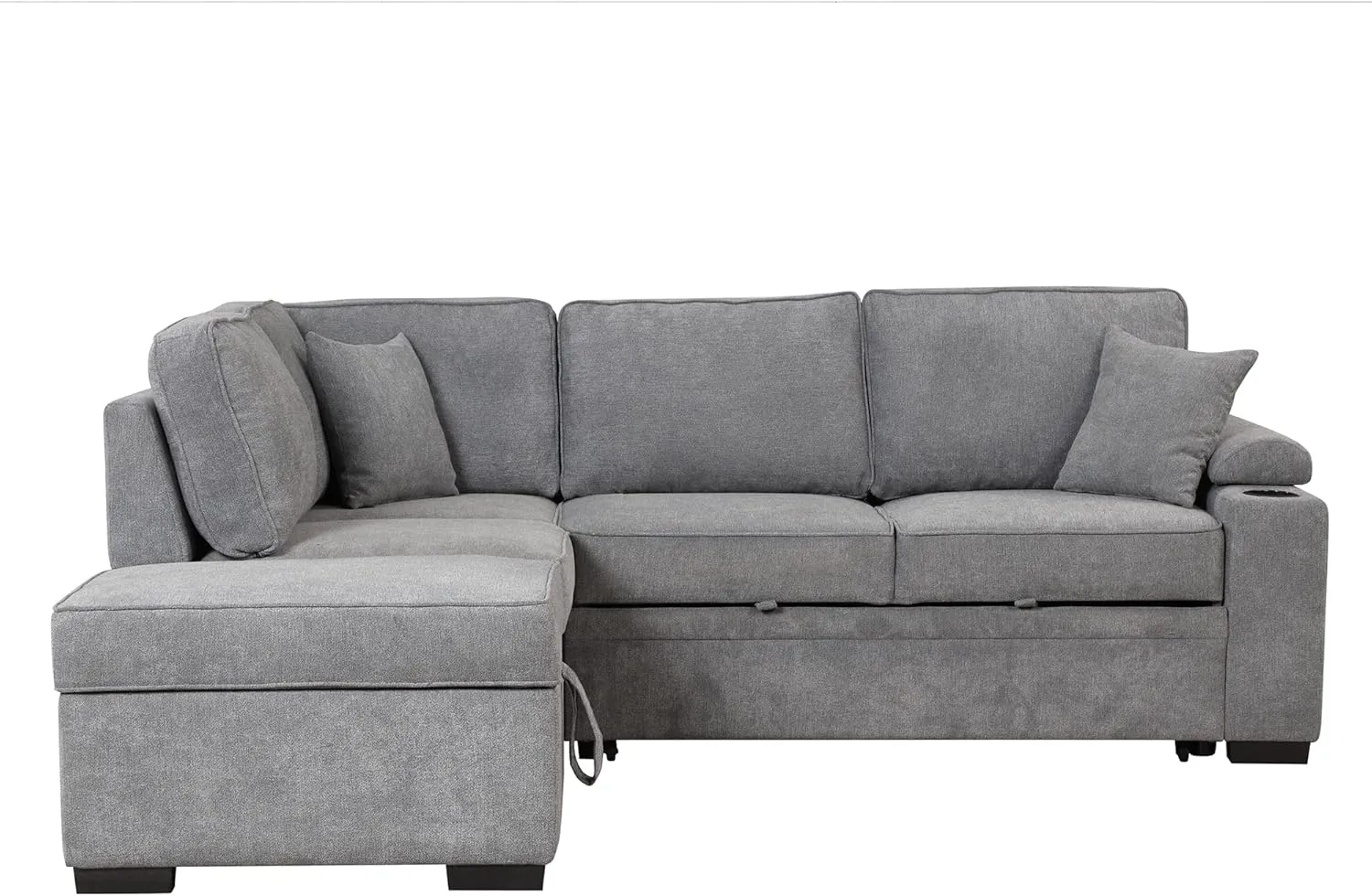 87.4" Sleeper Sofa Bed,2 in 1 Pull Out Sofa Bed L Shape Couch with Storage Ottoman for Living Room,Bedroom Couch and Small Apartment，Gray
