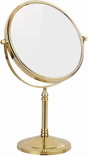 8 Inch Countertop Makeup Mirrors, Standing Double Sided Brass Vanity Mirror with Magnifying, Tabletop 360° Rotation Cosmetic Shaving Mirrors,d,10X