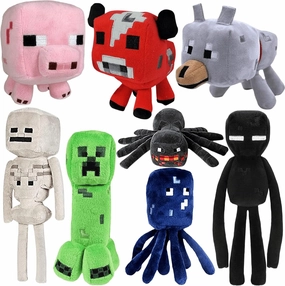 8-Pack-Game Stuffed Animals Toys (2023 New Suit) Creeper Plush, Baby Pig, Wolf,Baby Mooshroom, Enderman, Skeleton Shooter, Spider, Squid, It is a Gift for Children and Fans., (G0112)