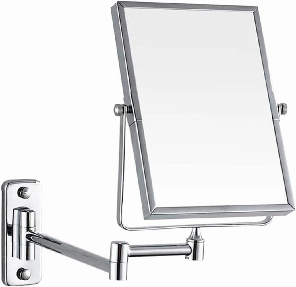 8" Vanity Mirror Wall Mount with 3X Magnification, Makeup Mirror 360 Rotating Square Cosmetic Mirror Double Sided Bathroom Mirror