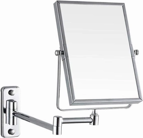 8" Vanity Mirror Wall Mount with 3X Magnification, Makeup Mirror 360 Rotating Square Cosmetic Mirror Double Sided Bathroom Mirror