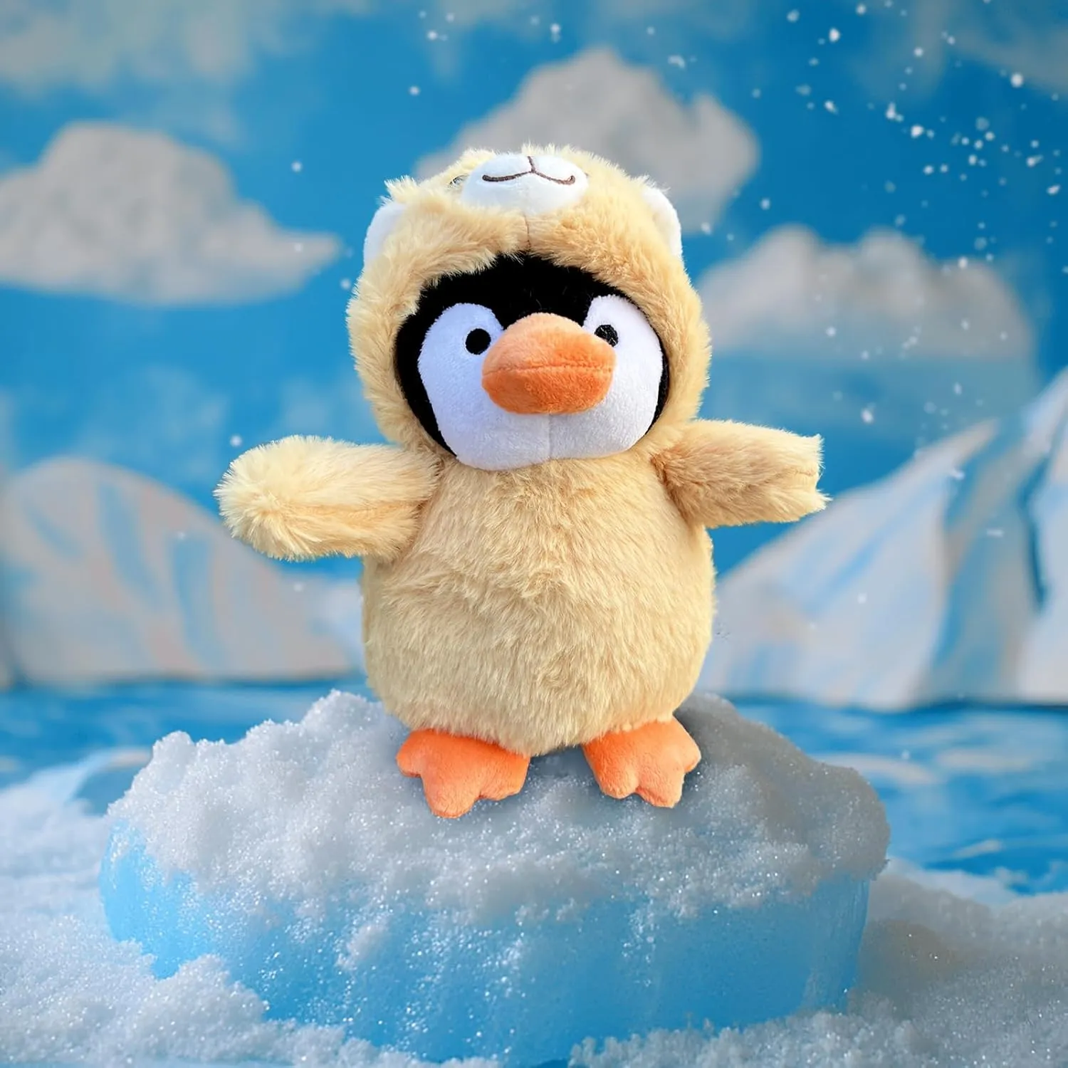 9 Inch Plush Penguin Toy with Teddy Bear Hat - Soft Stuffed Animal Gift for Kids, Birthday & Christmas Cute Collectible Plush (Bear Hat)