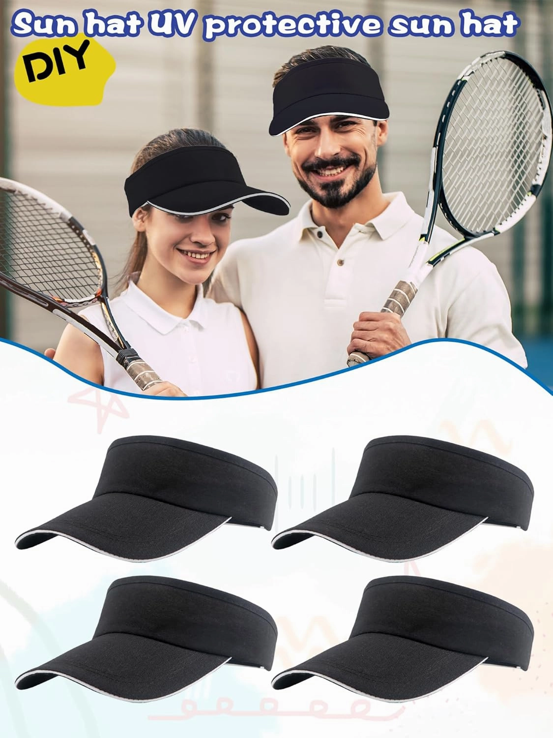 9 Pieces Adult Sun Visor Adjustable Visor Hat UV Protection Sun Hat for Women Men Summer Beach Outdoor Activities