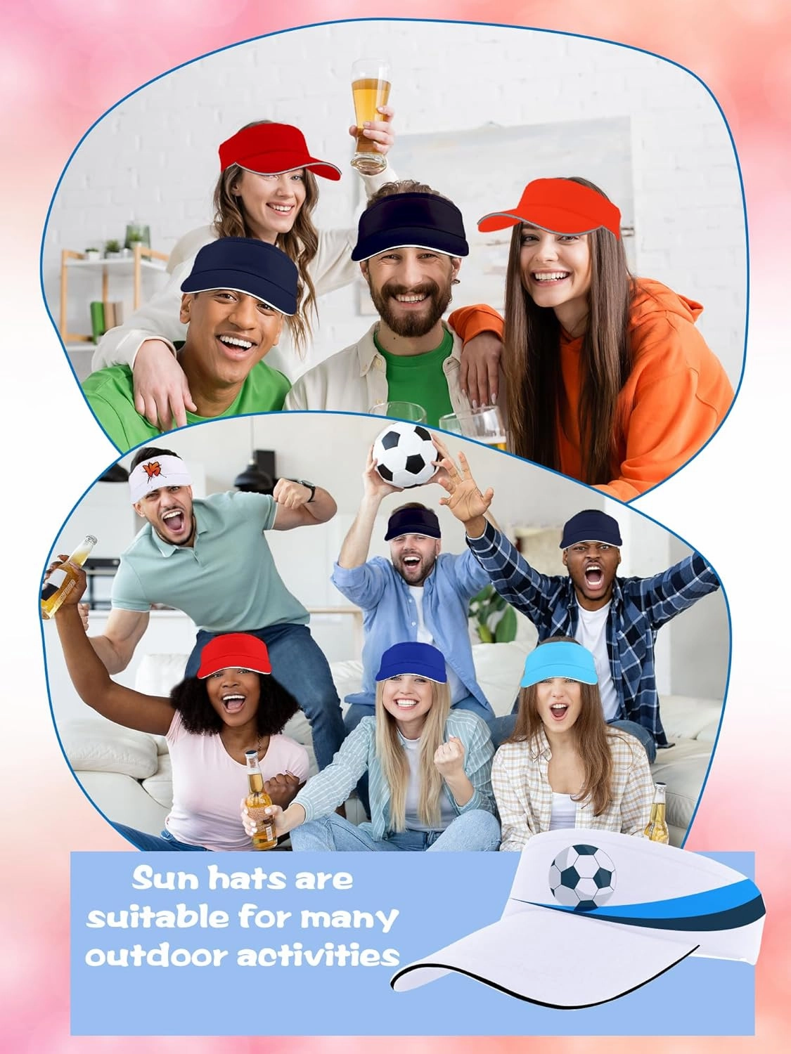 9 Pieces Adult Sun Visor Adjustable Visor Hat UV Protection Sun Hat for Women Men Summer Beach Outdoor Activities