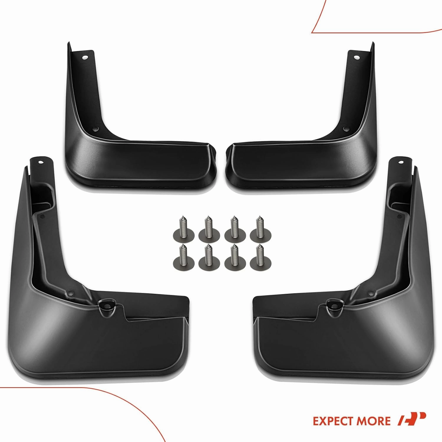 A-Premium Set of 4PCS Mud Flaps Splash Guards Mudguards Mudflaps with Hardware Kits Accessory Compatible with Ford Fusion, 2013-2018, Sedan, Black Color, Front LH RH and Rear LH RH