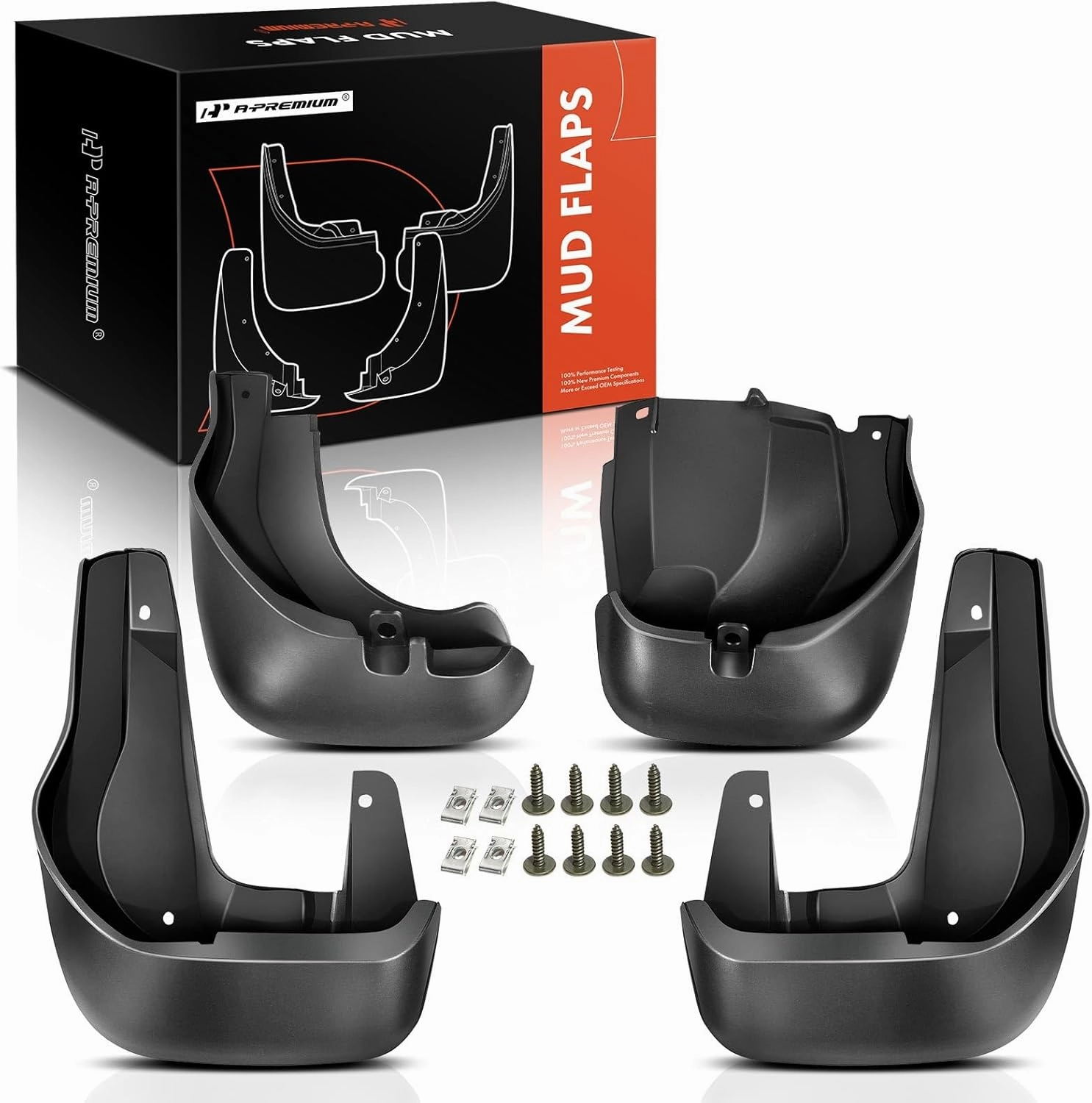 A-Premium Set of 4PCS Mud Flaps Splash Guards Mudguards Mudflaps with Hardware Kits Accessory Compatible with Honda CR-V 2012-2016, 2.4L, Black Color, Front LH RH and Rear LH RH